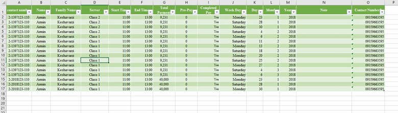 Excel Manage reservations and scheduling