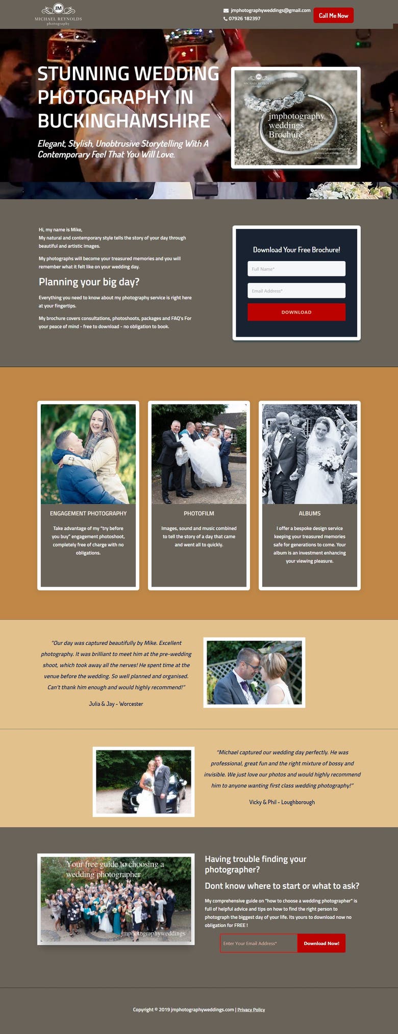 Landing Page for WeddingPhotography