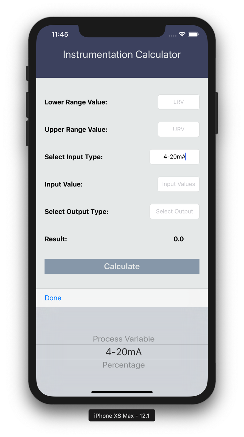 Instrumentation Calculator - iOS App - iPhone Application