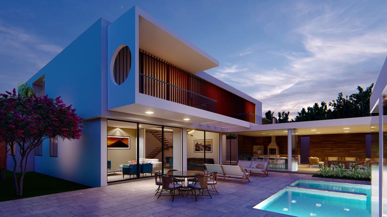 Modern house 3D rendering