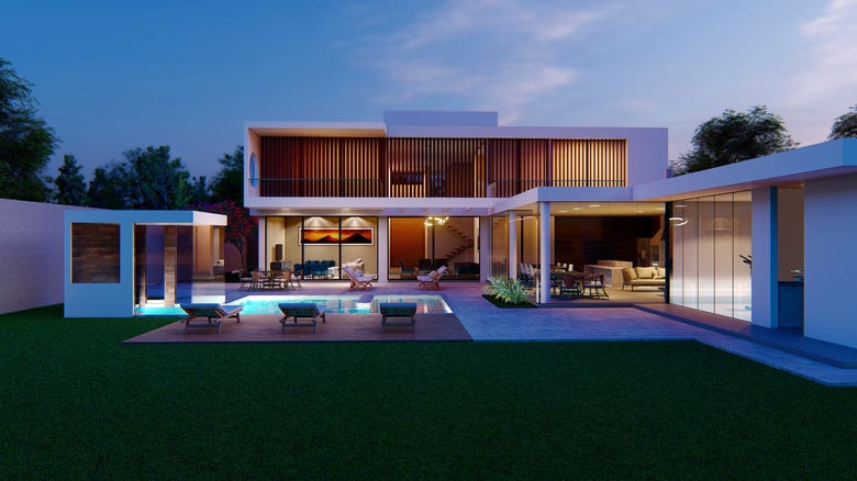 Modern house 3D rendering