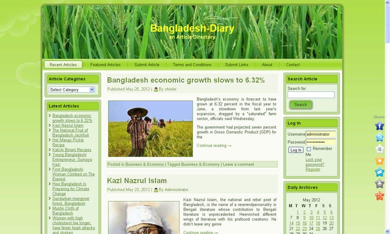 Bangladesh-Diary, Article Directory