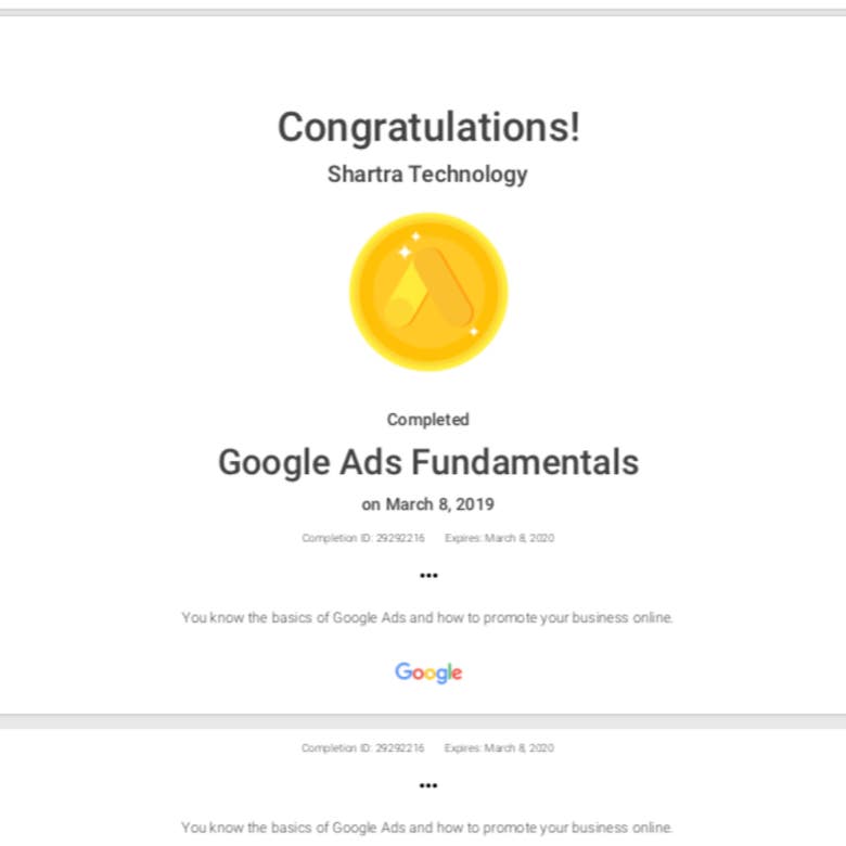 Google Ads Fundamental Certification