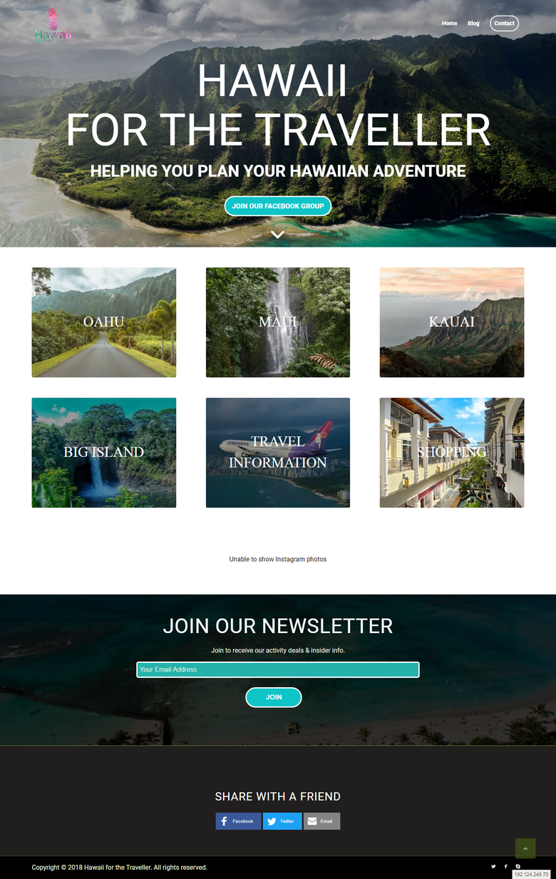 Travel website - Hawaii