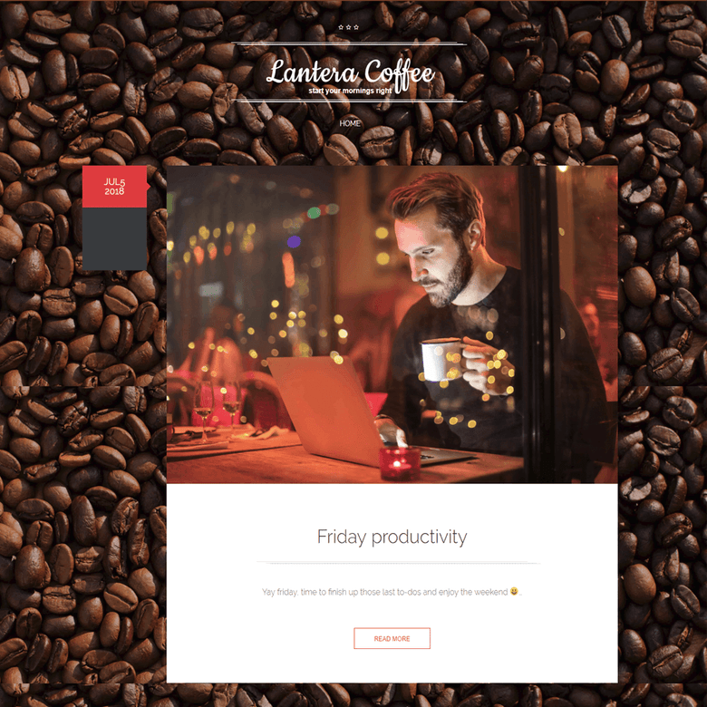 A website for a coffee shop