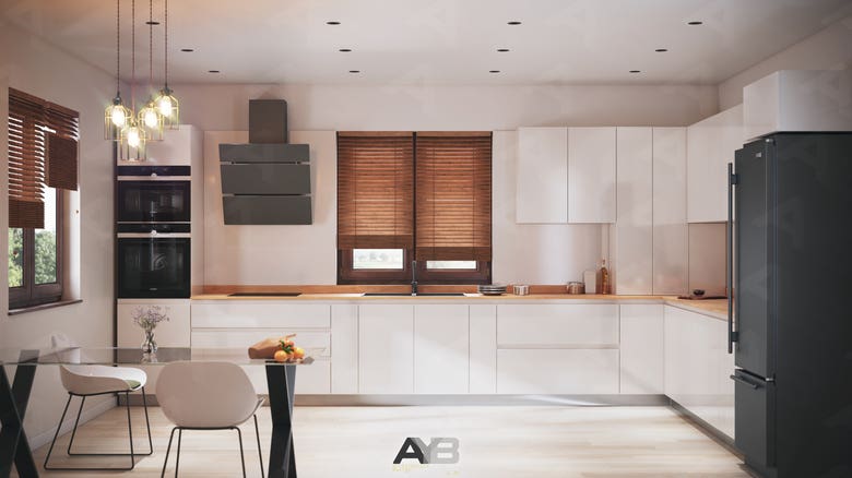 Minimalist Kitchen Interior Design by AYB Team
