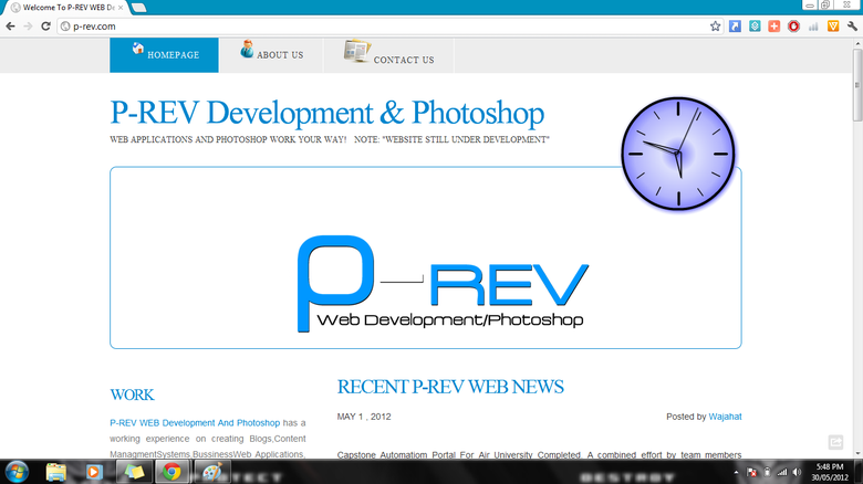 P-REV Web Development//Photoshop (Personal Company Website)