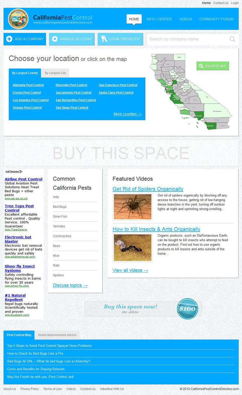 Pest Control Directory Website