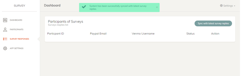 Survey Participants system (Twilio, Survey Monkey API).