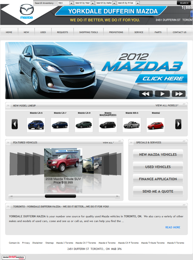 Yorkdale Dufferin Mazda- Long term complete SEO on page/Off