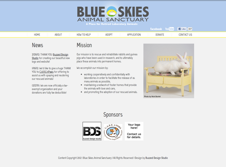 Blue Skies Animal Sanctuary Website Design Refresh