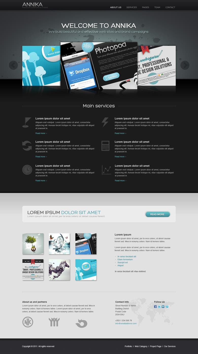 Layout and web design of corporate company