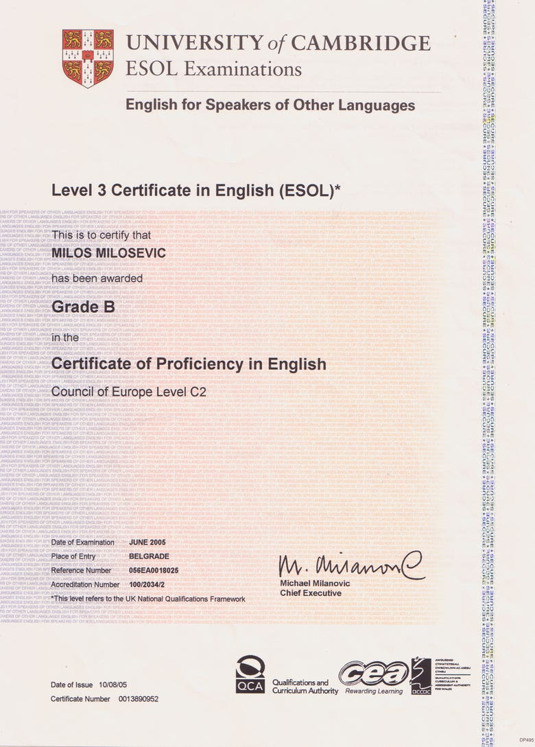 Certificate of Proficieny in English (CPE)