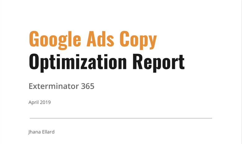 Google Ads Copy: Optimization Report for Exterminator 365