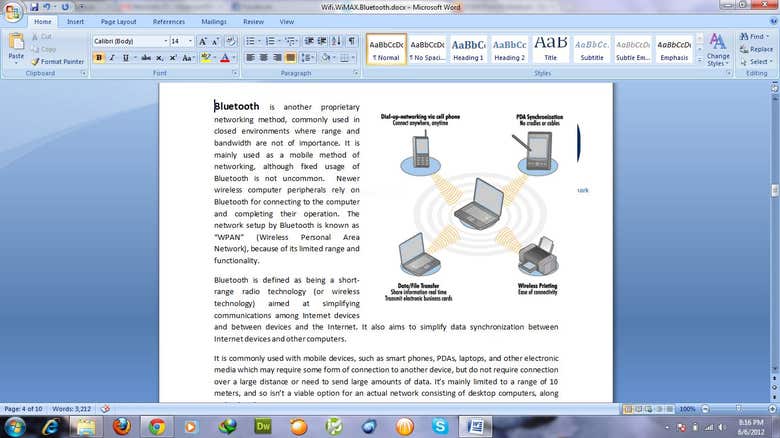 Report on WiFi, WiMAX and Bluetooth technology