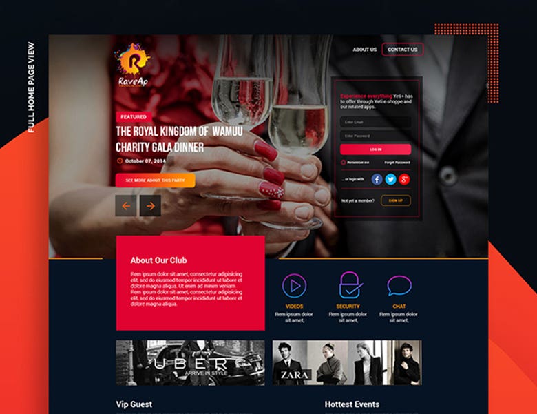 Party website design.