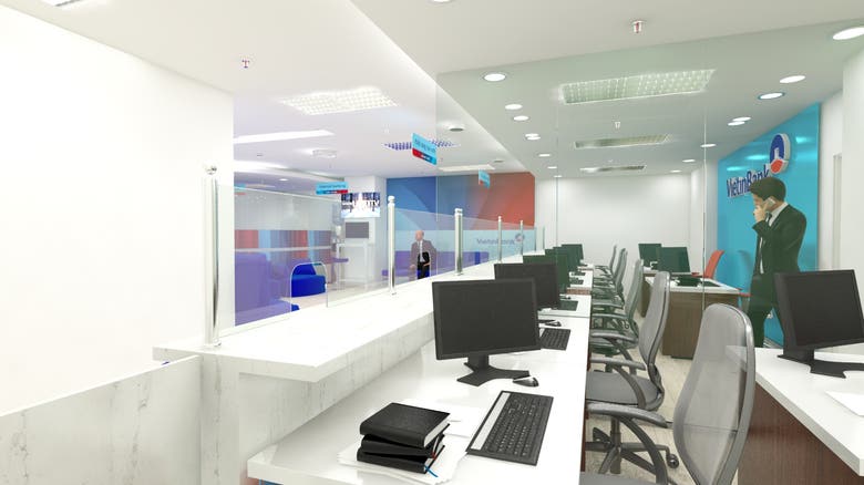 Bank interior design and rendering