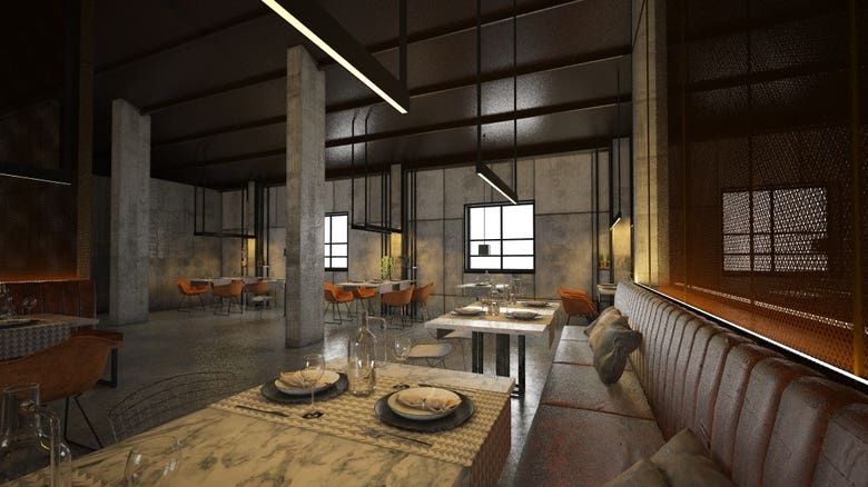 Restaurant in loft style design and visualization