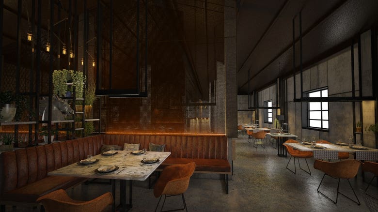 Restaurant in loft style design and visualization