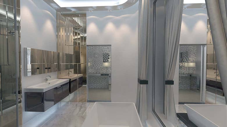 Bathroom and bedroom interior design and visualization