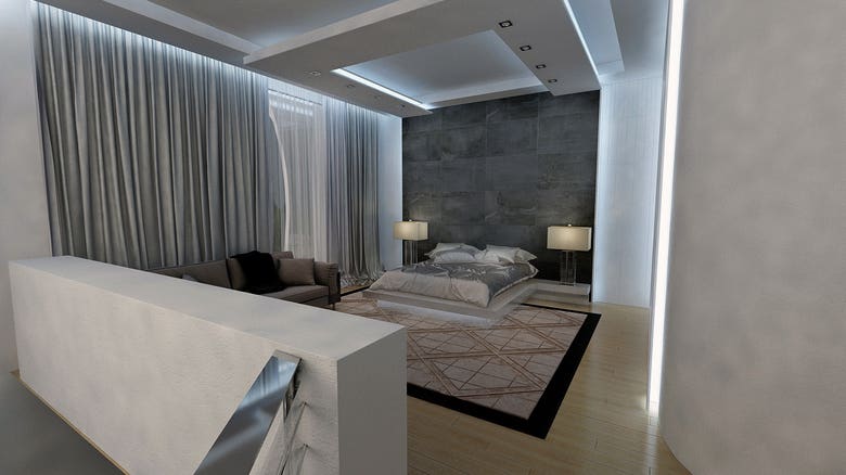 Bathroom and bedroom interior design and visualization