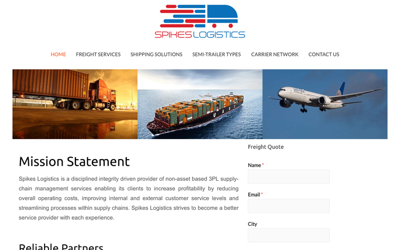 Website Design | Spike's Logistics