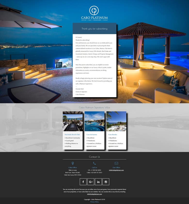 Cabo Platinum Email & Powerpoint