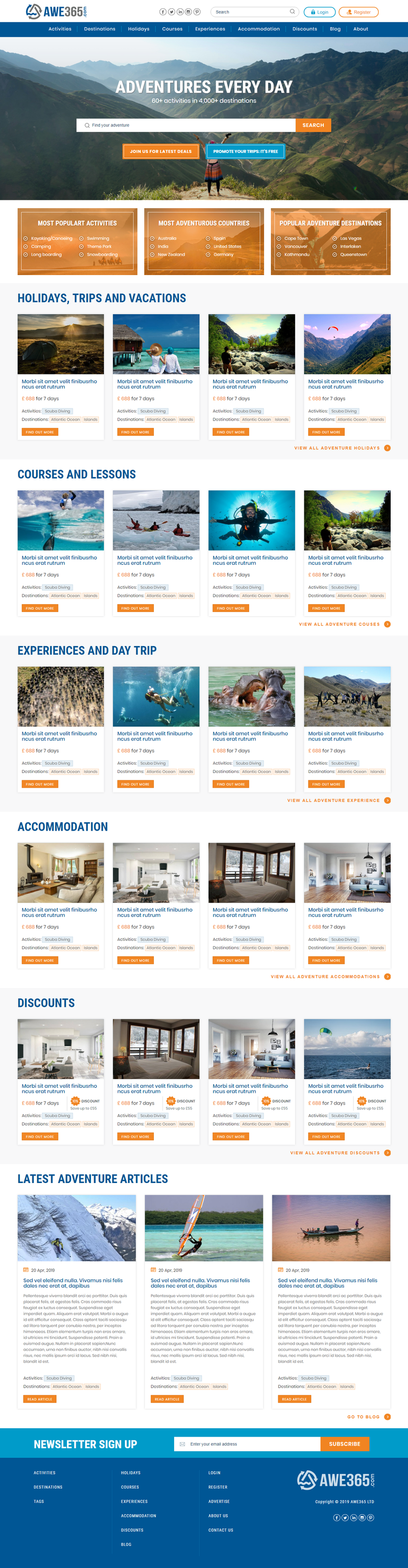 Holidays, Trips And Vacations Website