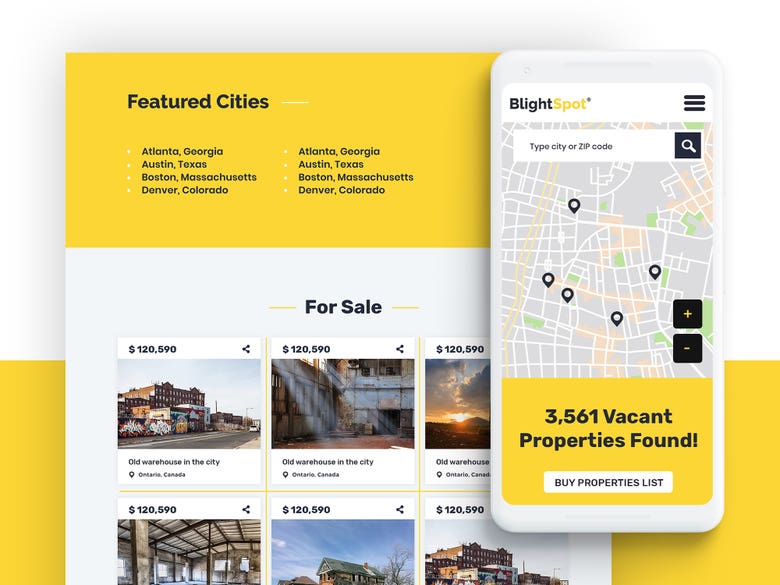 Landing page for Real estate app