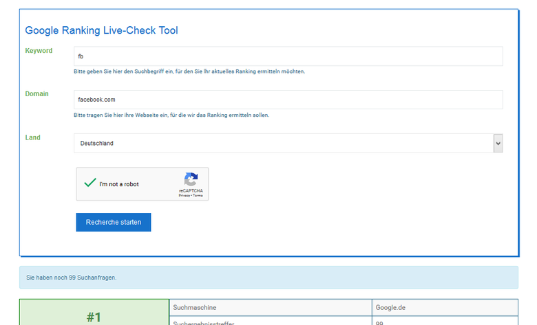 Live Ranking Checker Tool for website users