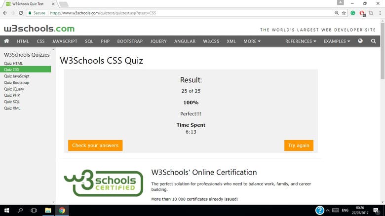 CSS Quiz created by W3C - Global coding consortium