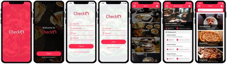 Check in food listing app