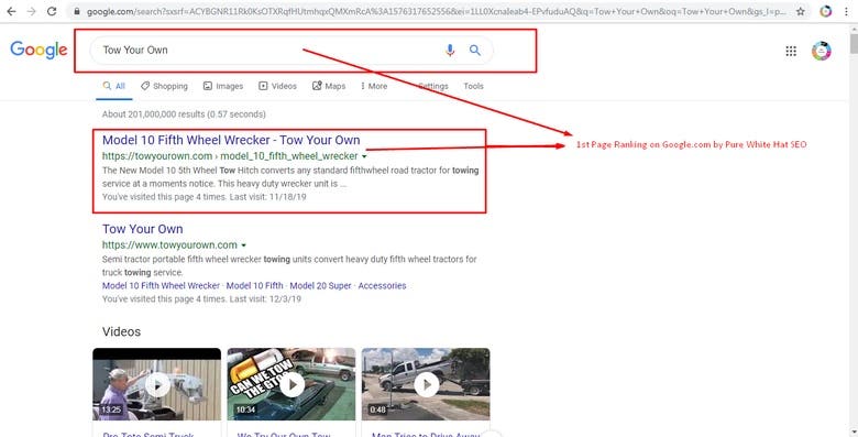 1st Page Ranking On Google .com By Pure White Hat SEO