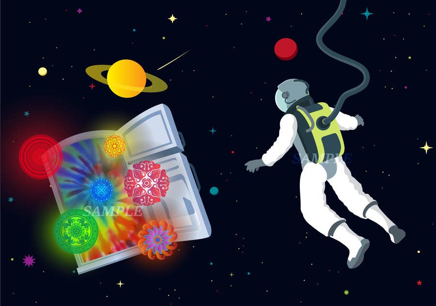 Participación en el concurso Nro.4 para                                                 Adobe illustrator - Astronaut flying away from Refrigerator with random things flying out
                                            