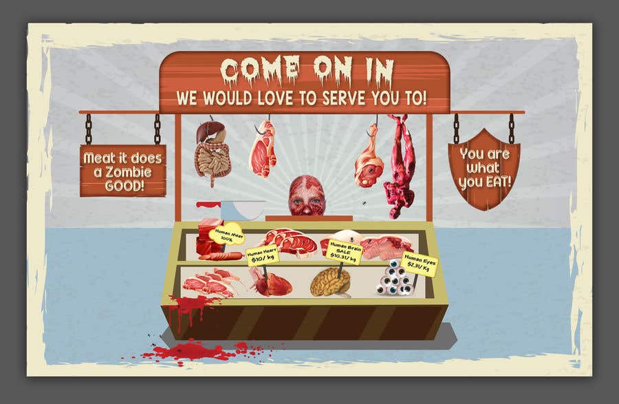 Συμμετοχή Διαγωνισμού #18 για                                                 Large Poster Display Layout for a Cannibal Butcher Shop ( fictitious / not real )
                                            