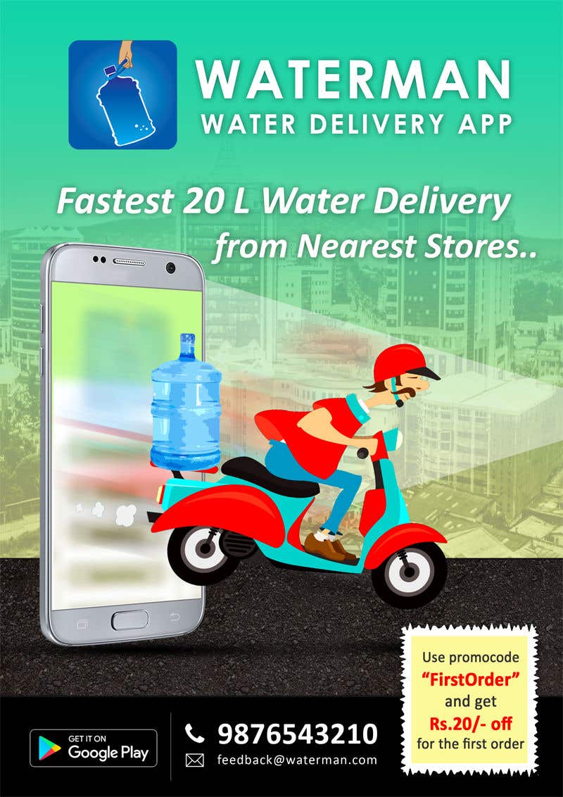 Contest Entry #32 for                                                 Design Flyer for Water Delivery Mobile App A4 Size
                                            
