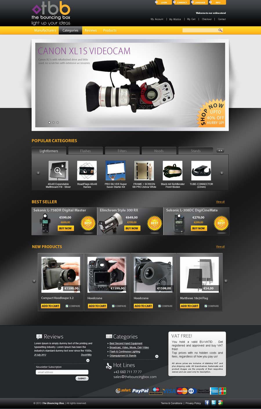 
                                                                                                                        Kilpailutyö #                                            4
                                         kilpailussa                                             New Graphic Design for photo equipment web shop  www.thebouncingbox.com
                                        