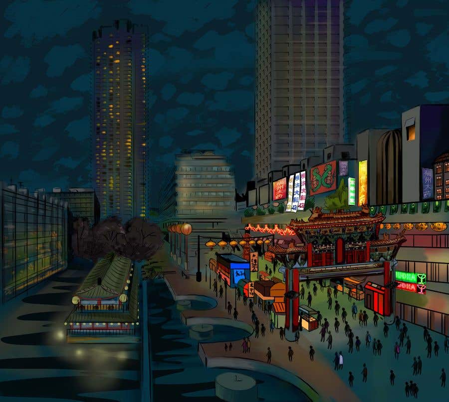 Bài tham dự cuộc thi #7 cho                                                 Change a London photo to comics style illustration (and add a Hong Kong street market)
                                            