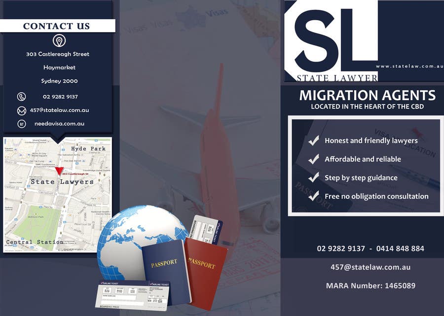 Contest Entry #3 for                                                 Design a Brochure for Need a Visa and State Lawyers
                                            
