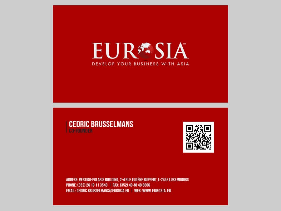 Inscrição nº 59 do Concurso para                                                 Business Card Design for www.eurosia.eu
                                            