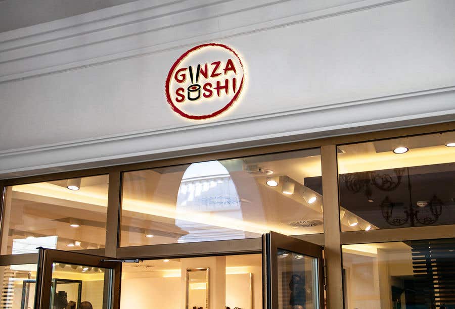 Συμμετοχή Διαγωνισμού #68 για                                                 Logo design for new restaurant. The name is Ginza Sushi. 

We are looking for classy logo with maroon, Black and touches of silver (silver bc of the meaning). Would also like a brushstroke look but a highly visible name.
                                            