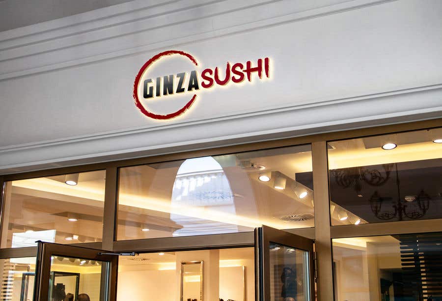 Συμμετοχή Διαγωνισμού #107 για                                                 Logo design for new restaurant. The name is Ginza Sushi. 

We are looking for classy logo with maroon, Black and touches of silver (silver bc of the meaning). Would also like a brushstroke look but a highly visible name.
                                            