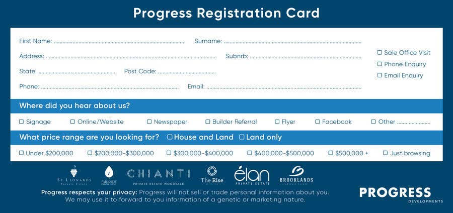Konkurrenceindlæg #24 for                                                 Design a Registration Card
                                            