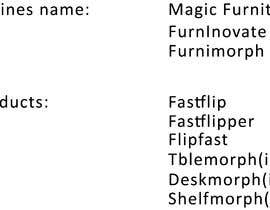 #176 pentru Help choose a furniture company name!  I need a company name and two product names. de către StoimenT