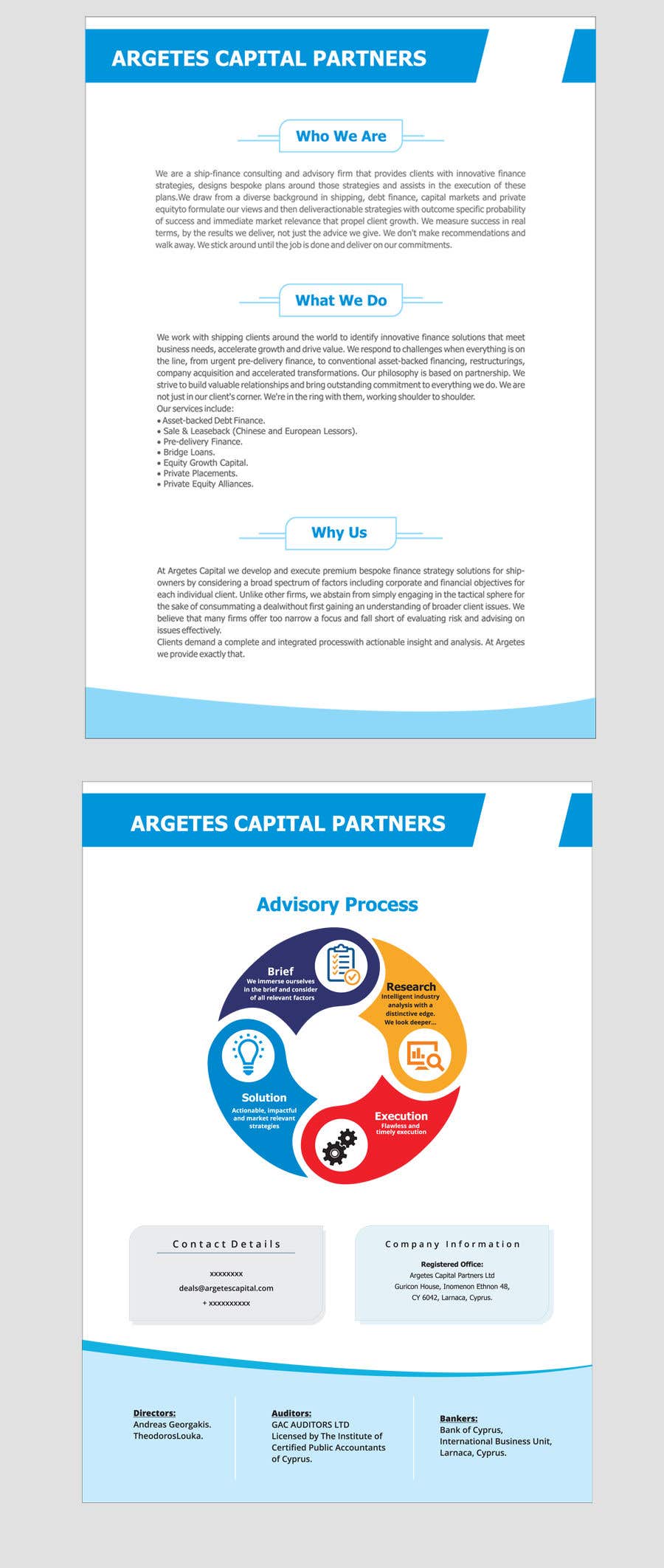 Contest Entry #67 for                                                 Create a Corporate Fact Sheet (Teaser) for a Ship-Finance Consulting Firm
                                            