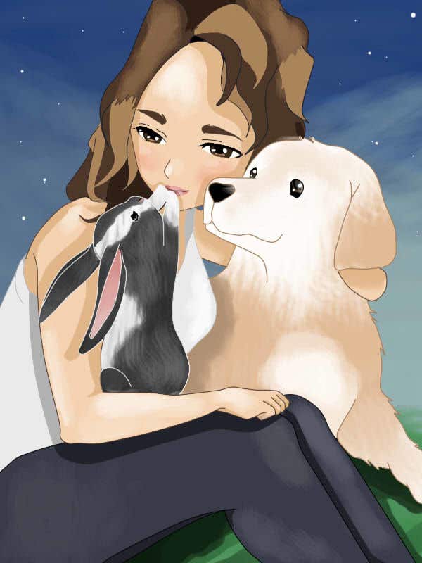 Proposition n°13 du concours                                                 Draw my friend and her pets!!
                                            