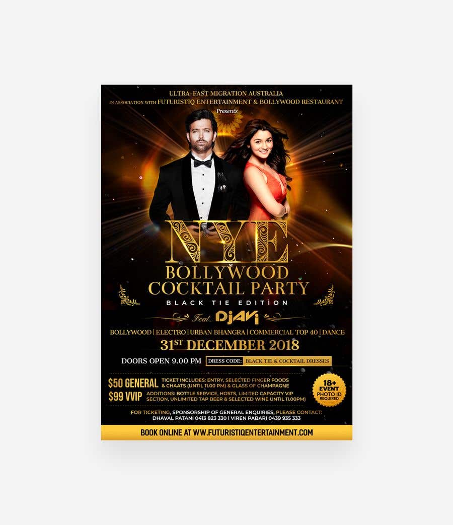 Penyertaan Peraduan #38 untuk                                                 NYE Bollywood Cocktail Party (Black Tie Edition)
                                            