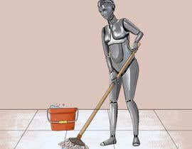 #18 per Produce illustration artwork that shows a human droid cleaning floor using mop and bucket da ibrahimkaldk