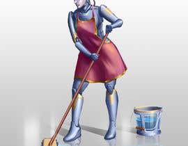 #34 per Produce illustration artwork that shows a human droid cleaning floor using mop and bucket da imBasil
