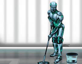 #41 per Produce illustration artwork that shows a human droid cleaning floor using mop and bucket da five3seven